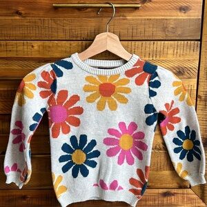 ANDY & EVAN Girls Retro Flower Sweater, Beige